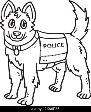 Police officer and police dog coloring page stock vector image art
