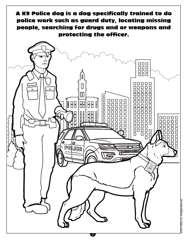 Police k dogs imprint coloring book