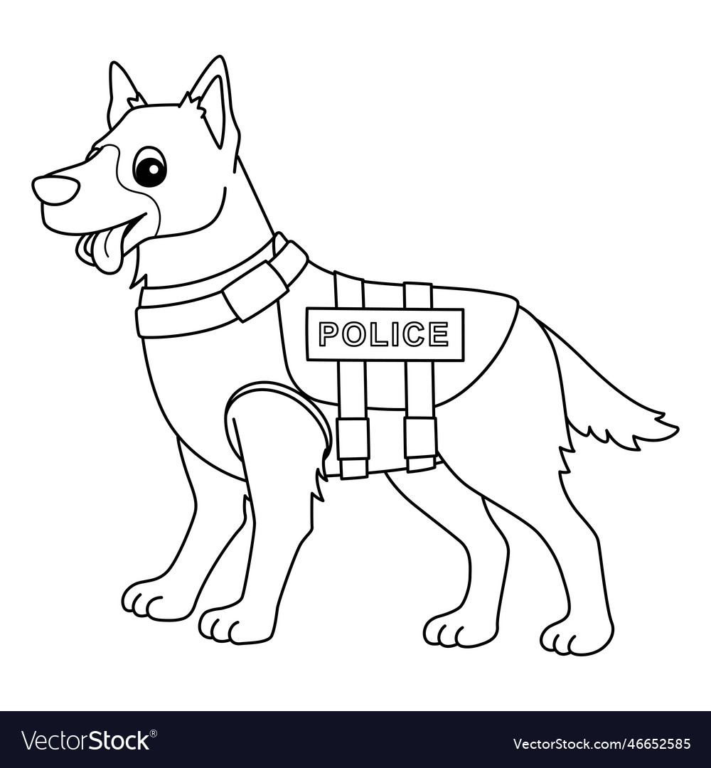 Police dog isolated coloring page for kids vector image