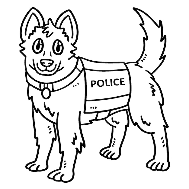 Premium vector police dog isolated coloring page for kids