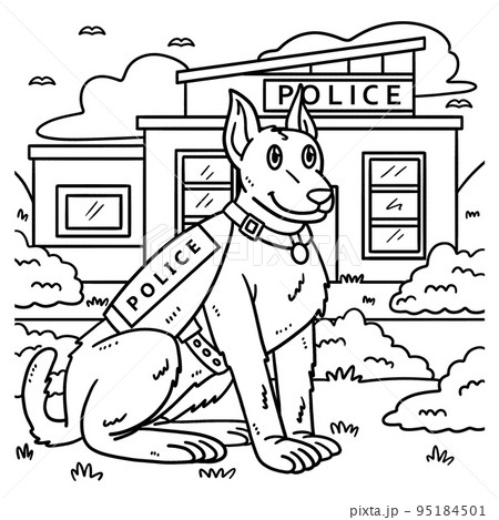 Police dog coloring page for kids