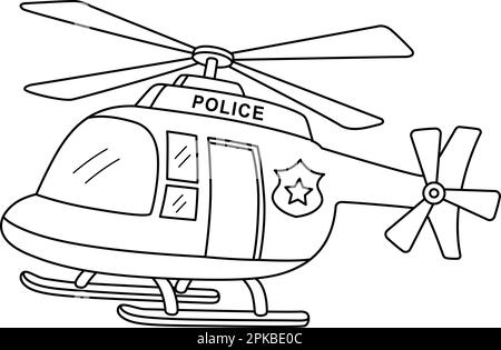 Police helicopter coloring page for kids stock vector image art
