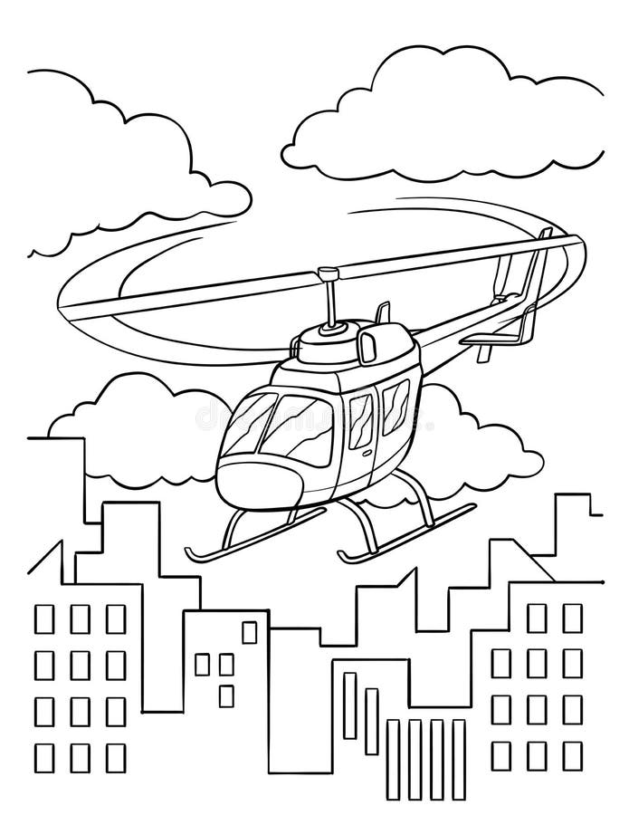 Helicopter coloring page for kids stock vector