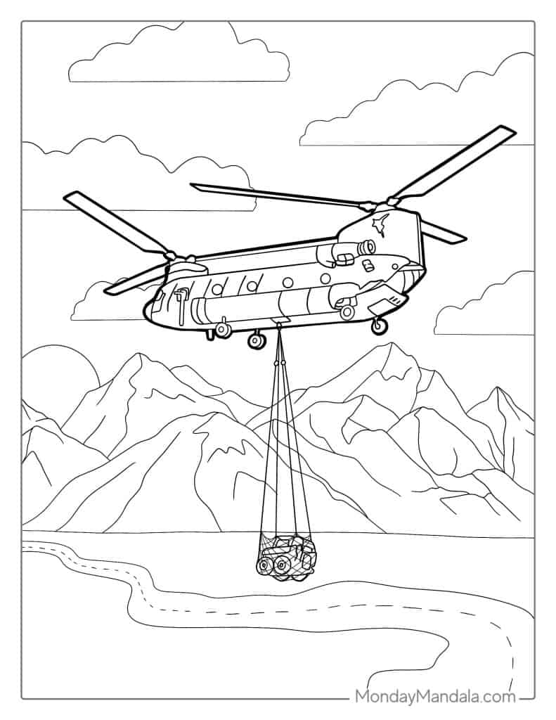 Helicopter coloring pages free pdf printables