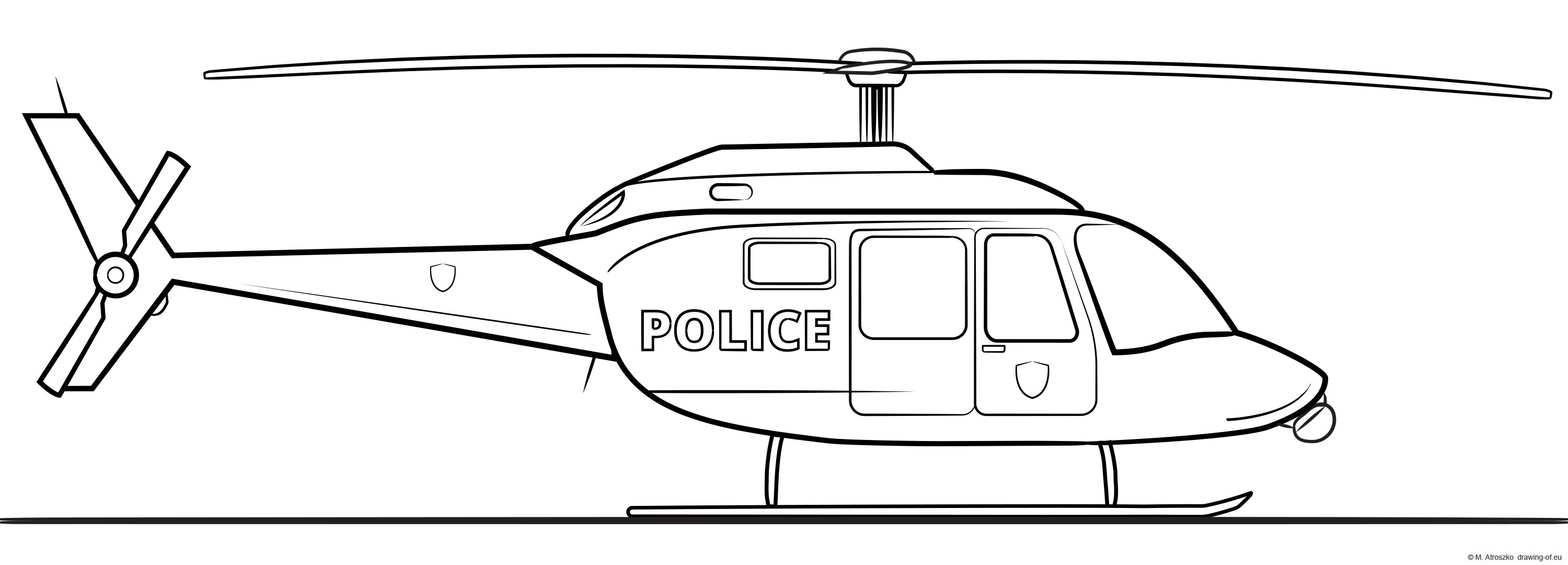 Police helicopter coloring pages â line art illustrations