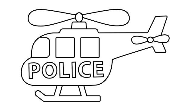 Premium vector police helicopter designed with black isolated line a chopper vector illustration design