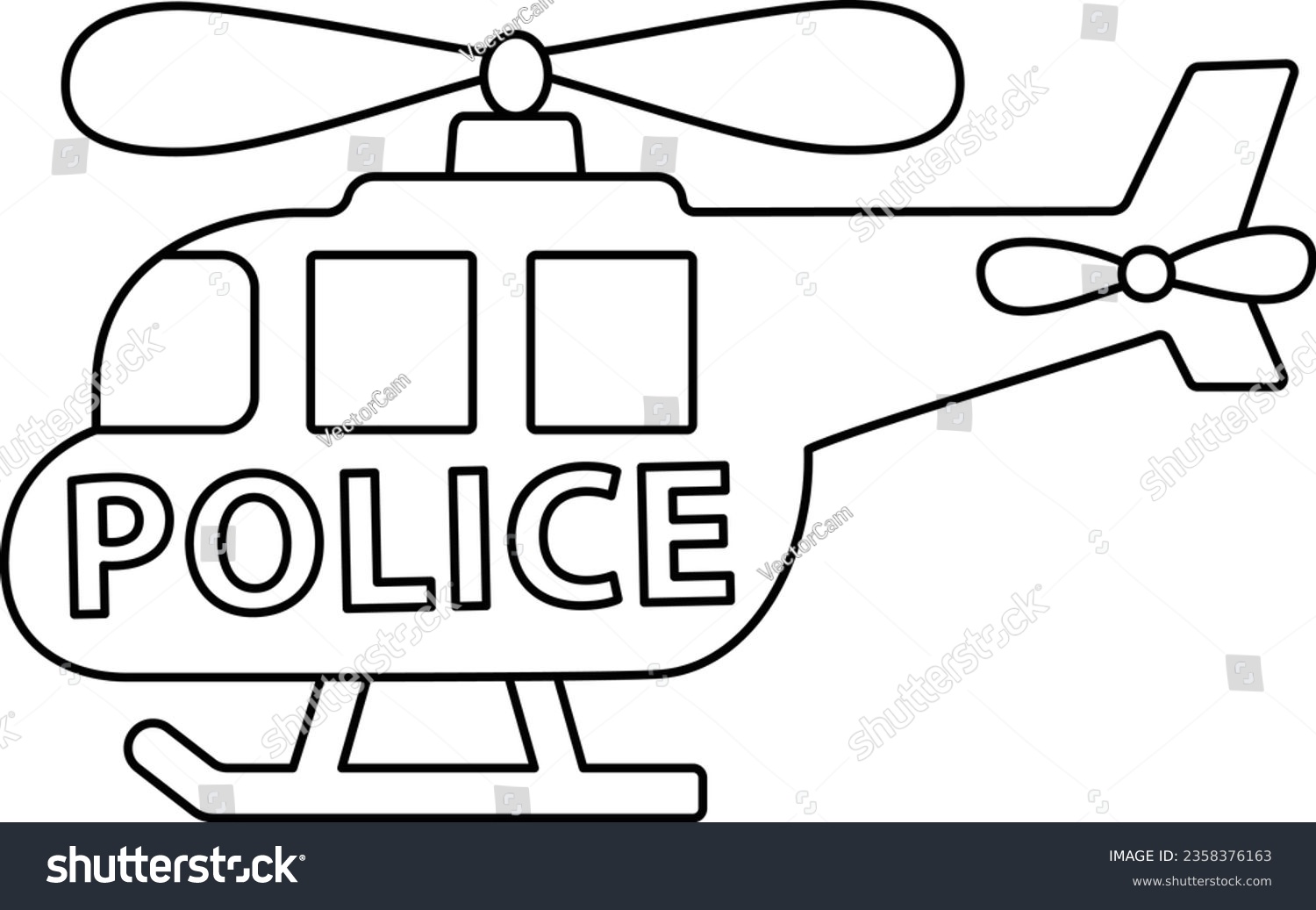 Police helicopter black isolated line design stock vector royalty free