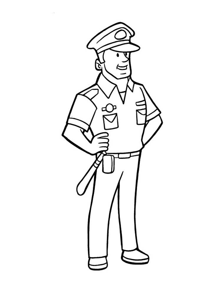 Smiling policeman coloring page