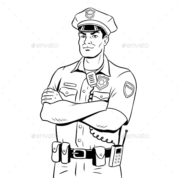 Policeman coloring book vector illustration vectors