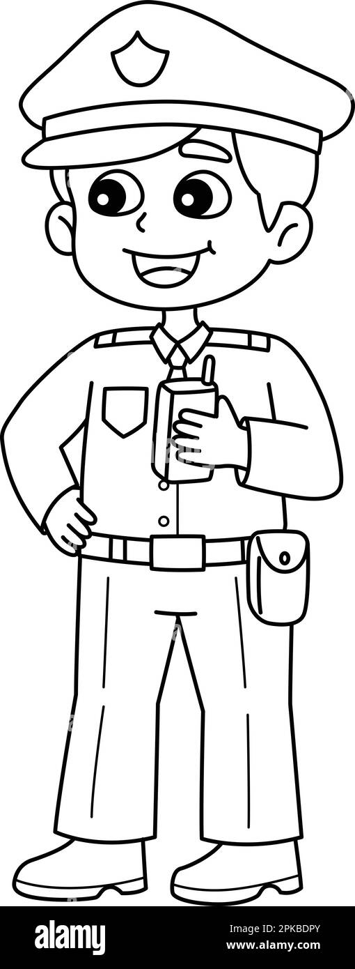 Policeman isolated coloring page for kids stock vector image art