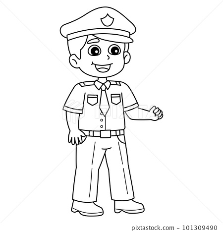 Policeman isolated coloring page for kids