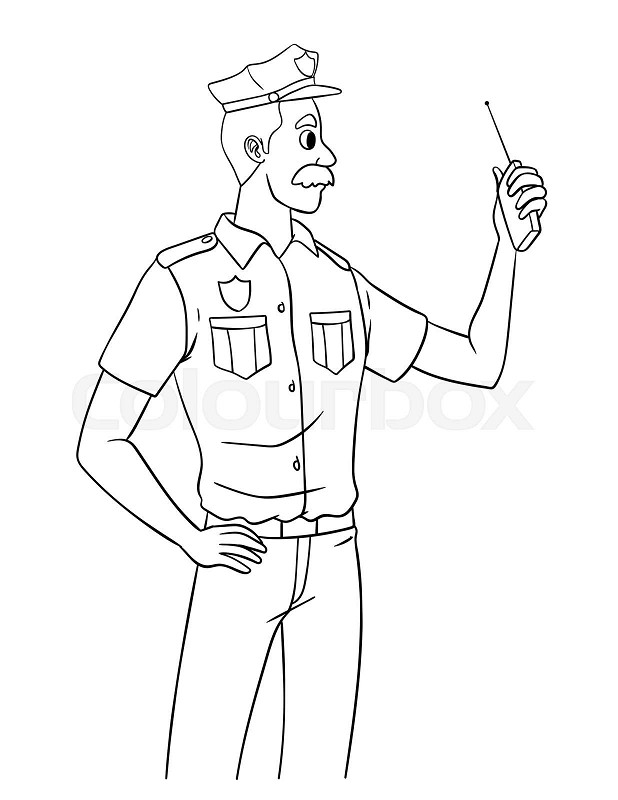 Policeman isolated coloring page for kids stock vector