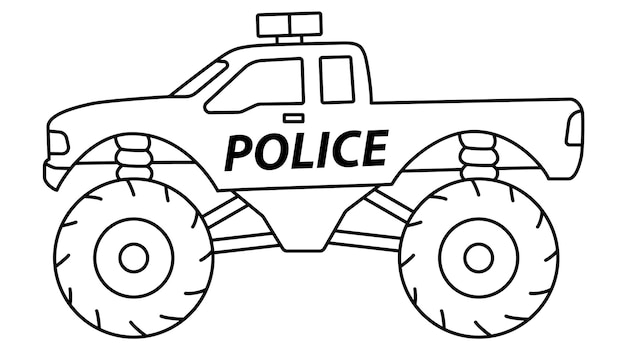 Premium vector monster police truck line designed with black isolated line a truck vector illustration design an