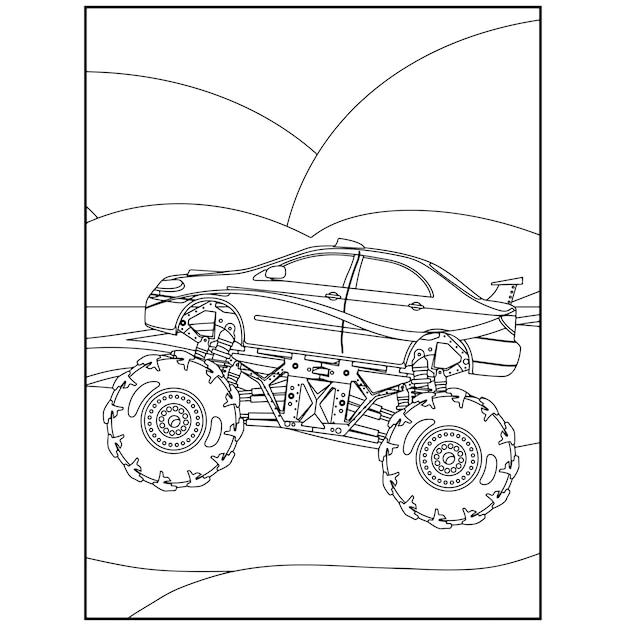 Premium vector monster truck coloring page for kids monster truck para colorir