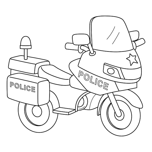 Premium vector police motorcycle isolated coloring page for kids