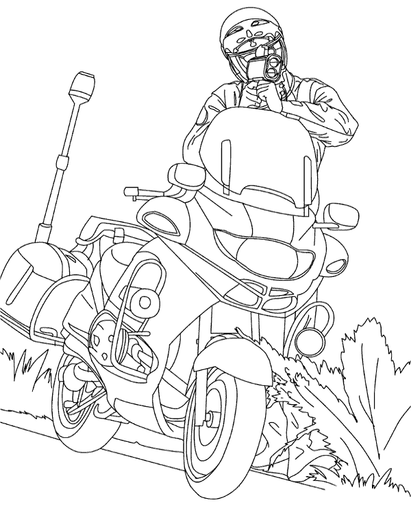 Police motorbike coloring sheet
