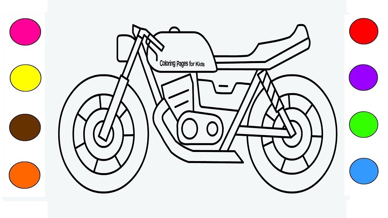 Drawing motorcycle coloring pages for kids children â learn colors with colouring police bike art