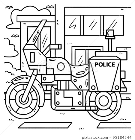 Police motorcycle coloring page for kids