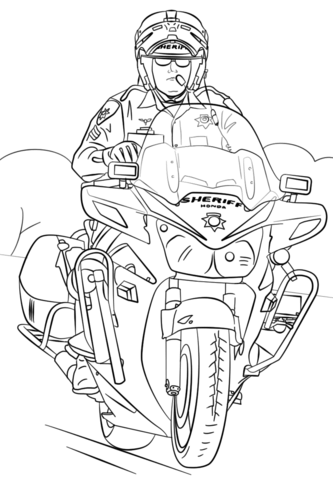 Sheriff on motorcycle coloring page free printable coloring pages