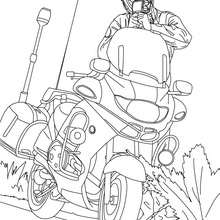 Motorcycle police officer controlling speed traffic coloring pages