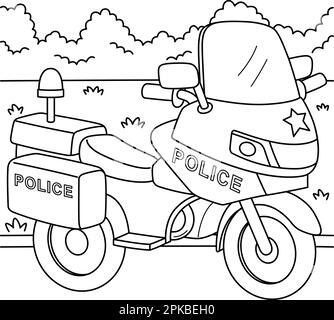 Police motorcycle coloring page illustration stock vector image art