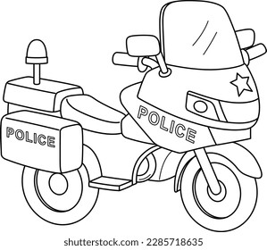 Police motorcycle isolated coloring page kids stock vector royalty free