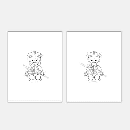 Police officer finger puppet printable coloring