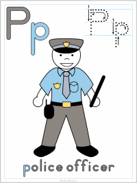 Alphabet letter p police officer preschool lesson plan printable activities and worksheets