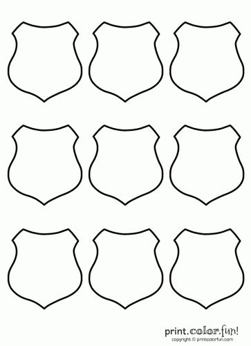 Blank shields at printcolorfun police officer crafts munity helpers preschool police crafts