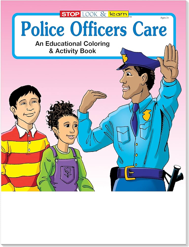 Police officers care kids coloring activity book in bulk