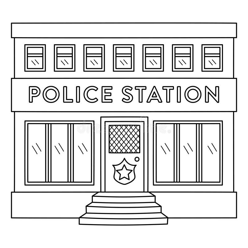 Police station isolated coloring page for kids stock vector