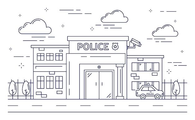 Premium vector police station buildg police station family colorg pages police