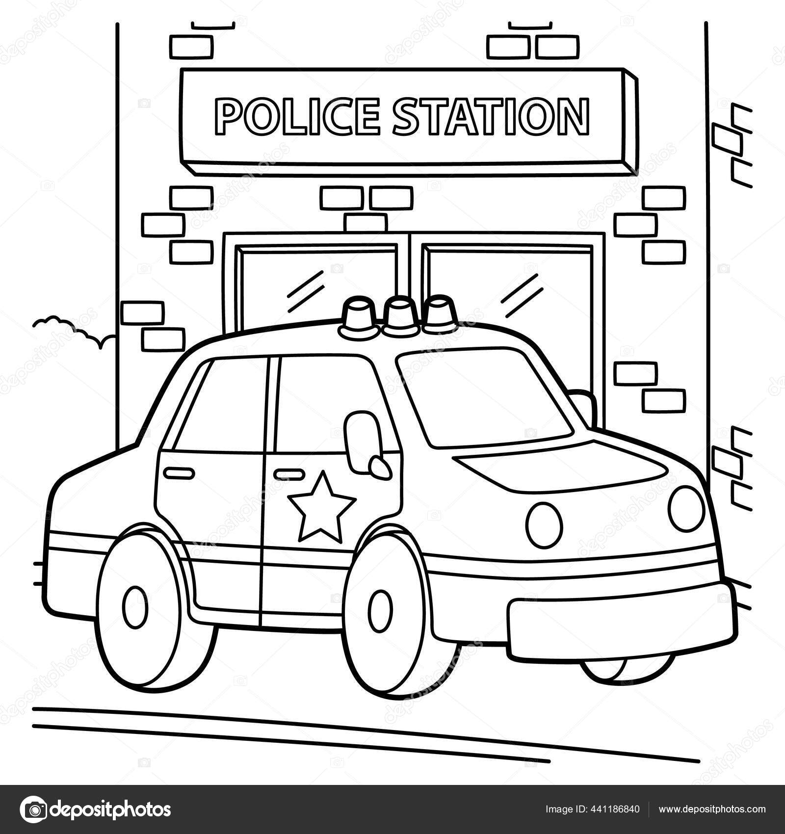 Police car coloring page stock vector by abbydesign