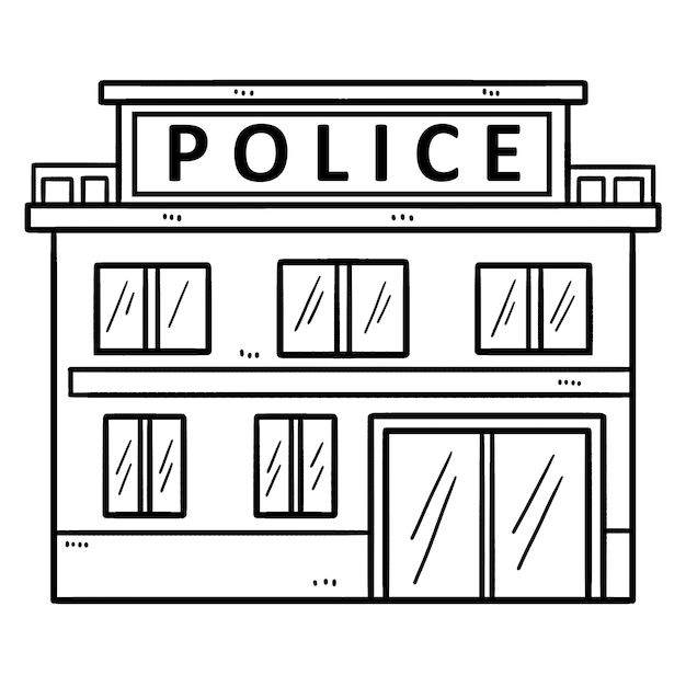 Premium vector police station isolated coloring page for kids