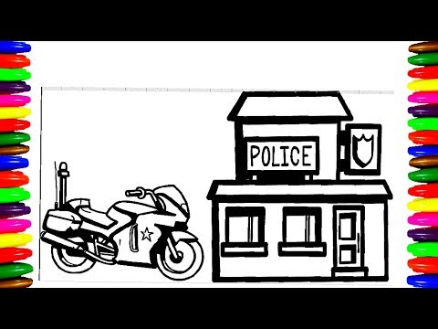 Coloring pages for kids police station children learning fun art w colored markers