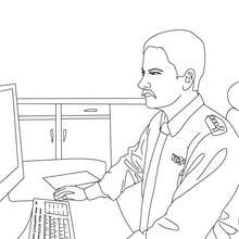 Policeman at the police station coloring pages