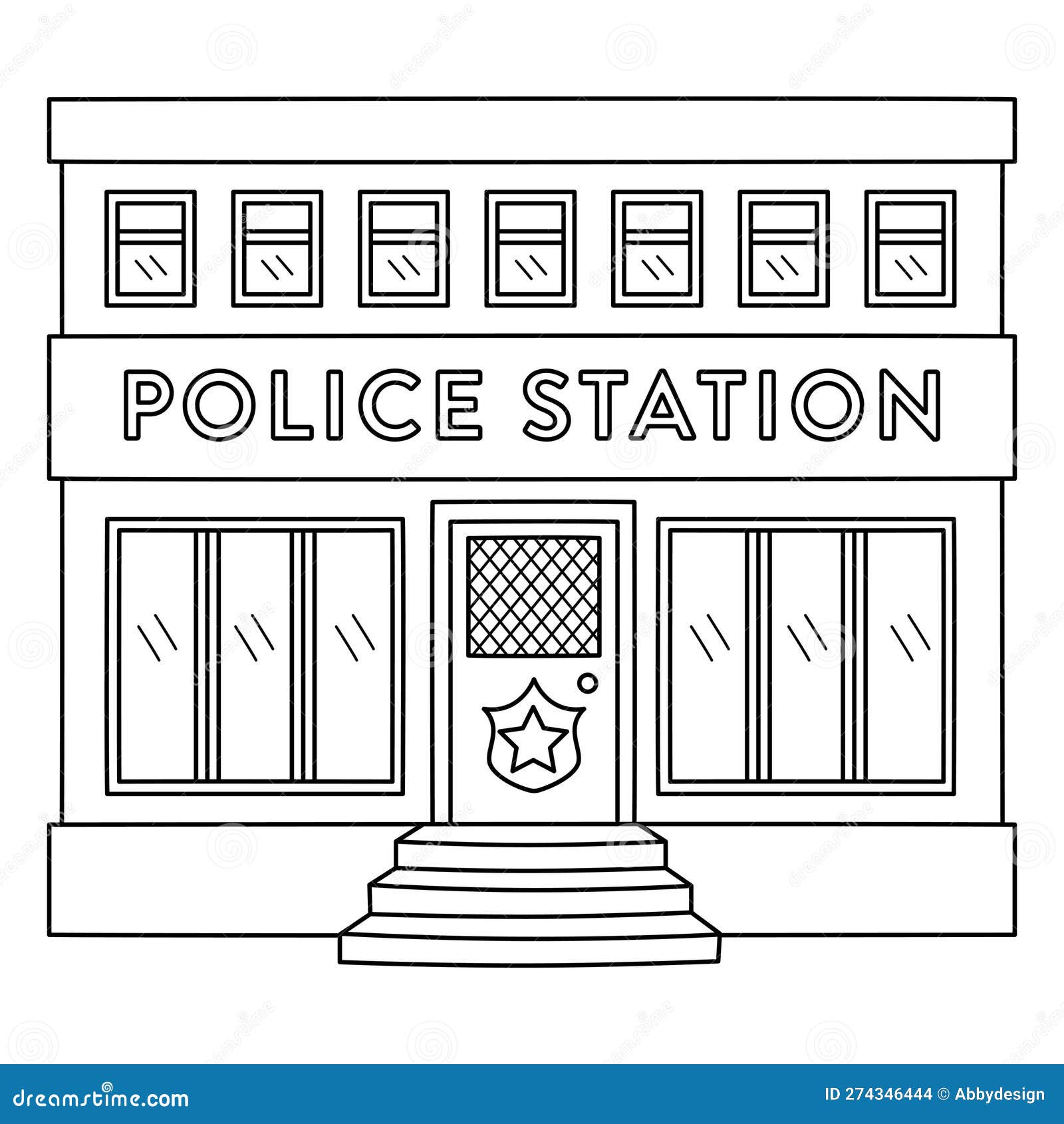 Police station isolated coloring page for kids stock vector