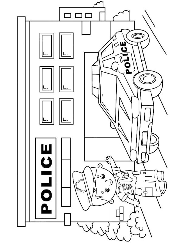 Police station coloring page