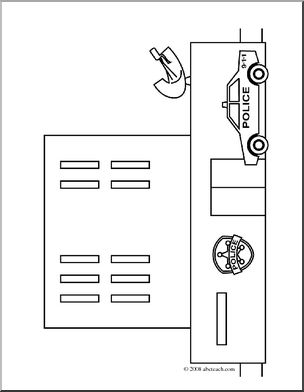 Clip art buildings police station coloring page i