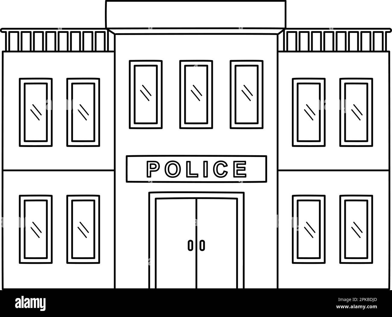 Police station isolated coloring page for kids stock vector image art