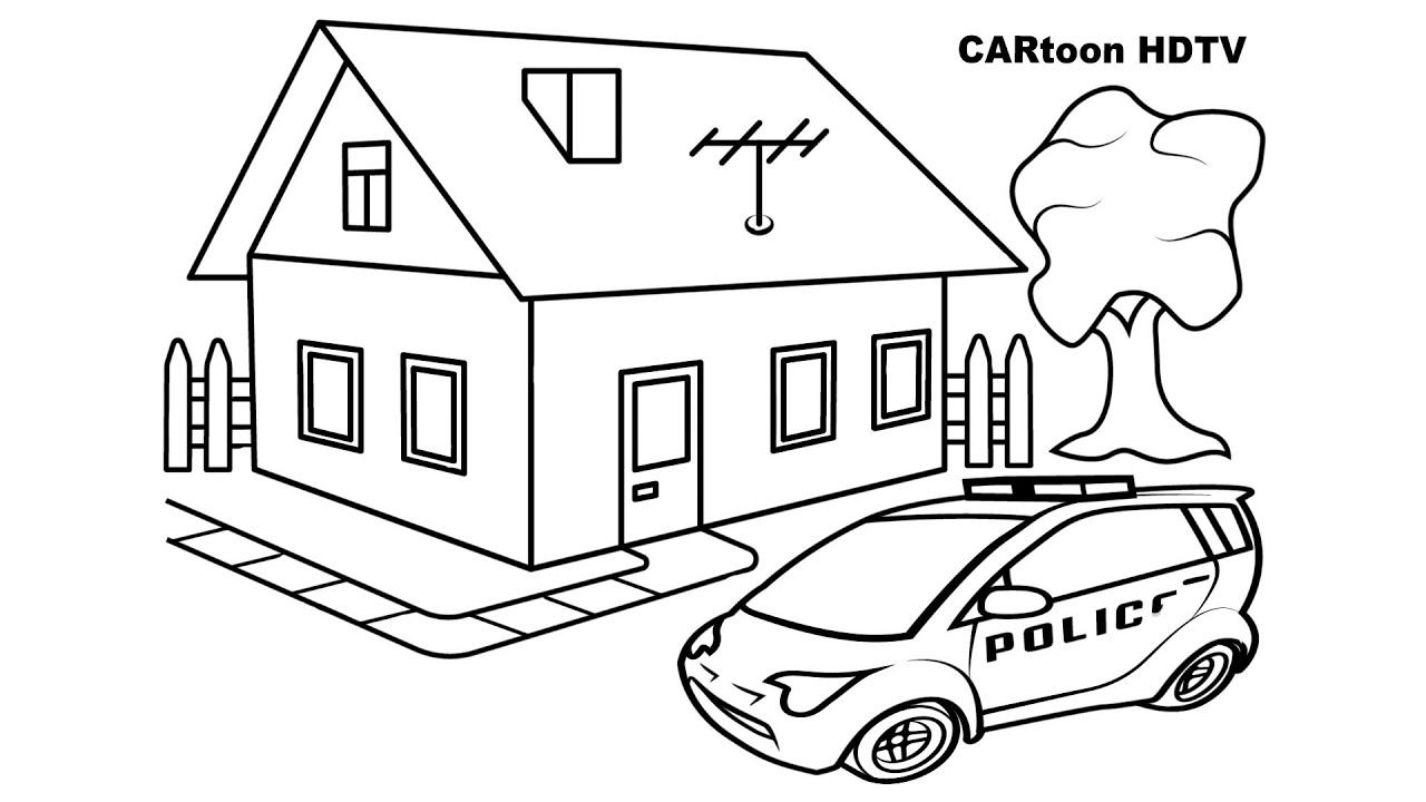 How to draw house for kids satisfying drawing police car for kids painting and coloring for kids