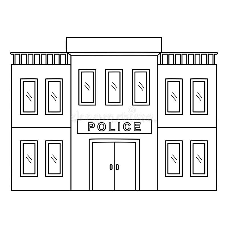 Police station isolated coloring page for kids stock vector