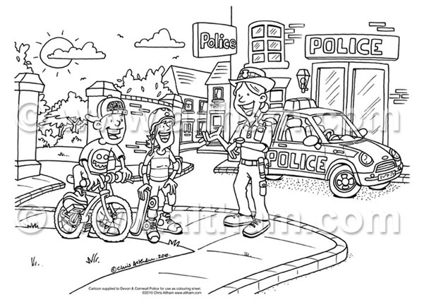 Coloring page police station buildings and architecture â printable coloring pages
