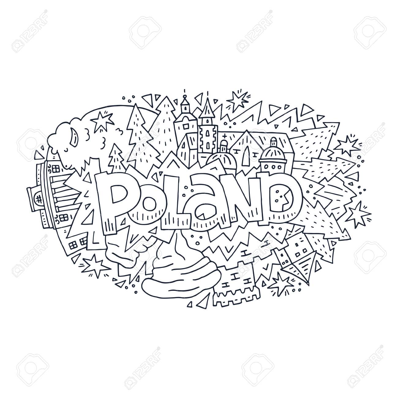 Great illustration for adult or children coloring book with symbols of poland vector art royalty free svg cliparts vectors and stock illustration image