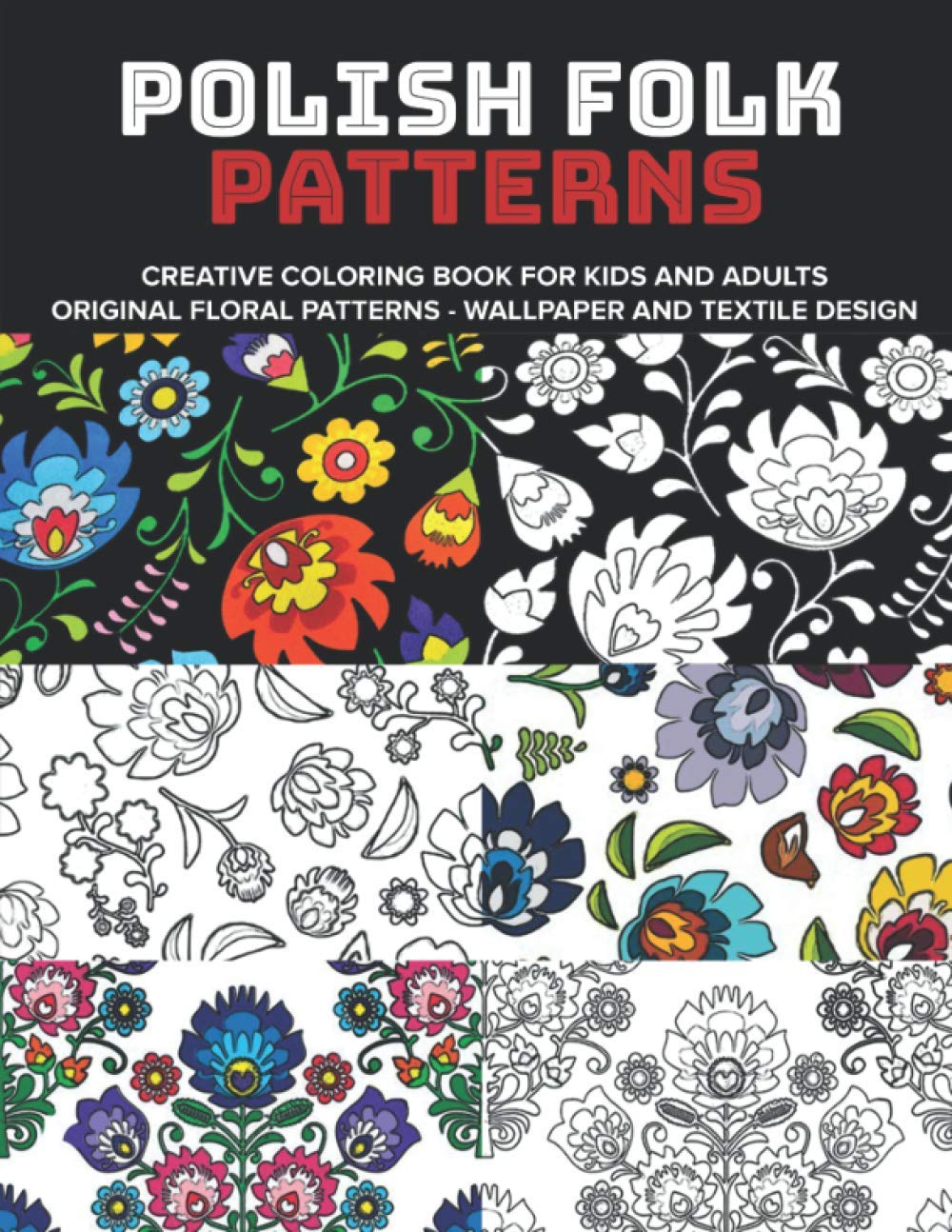 Polish folk patterns coloring book for kids adults original floral patterns