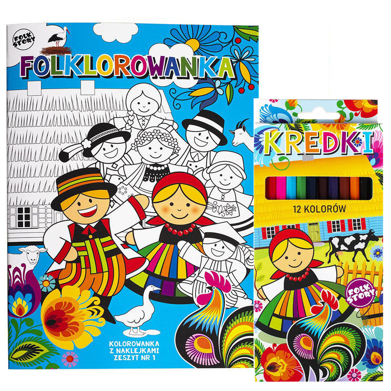 Polish folk art coloring book with stickers and colored pencils taste of poland