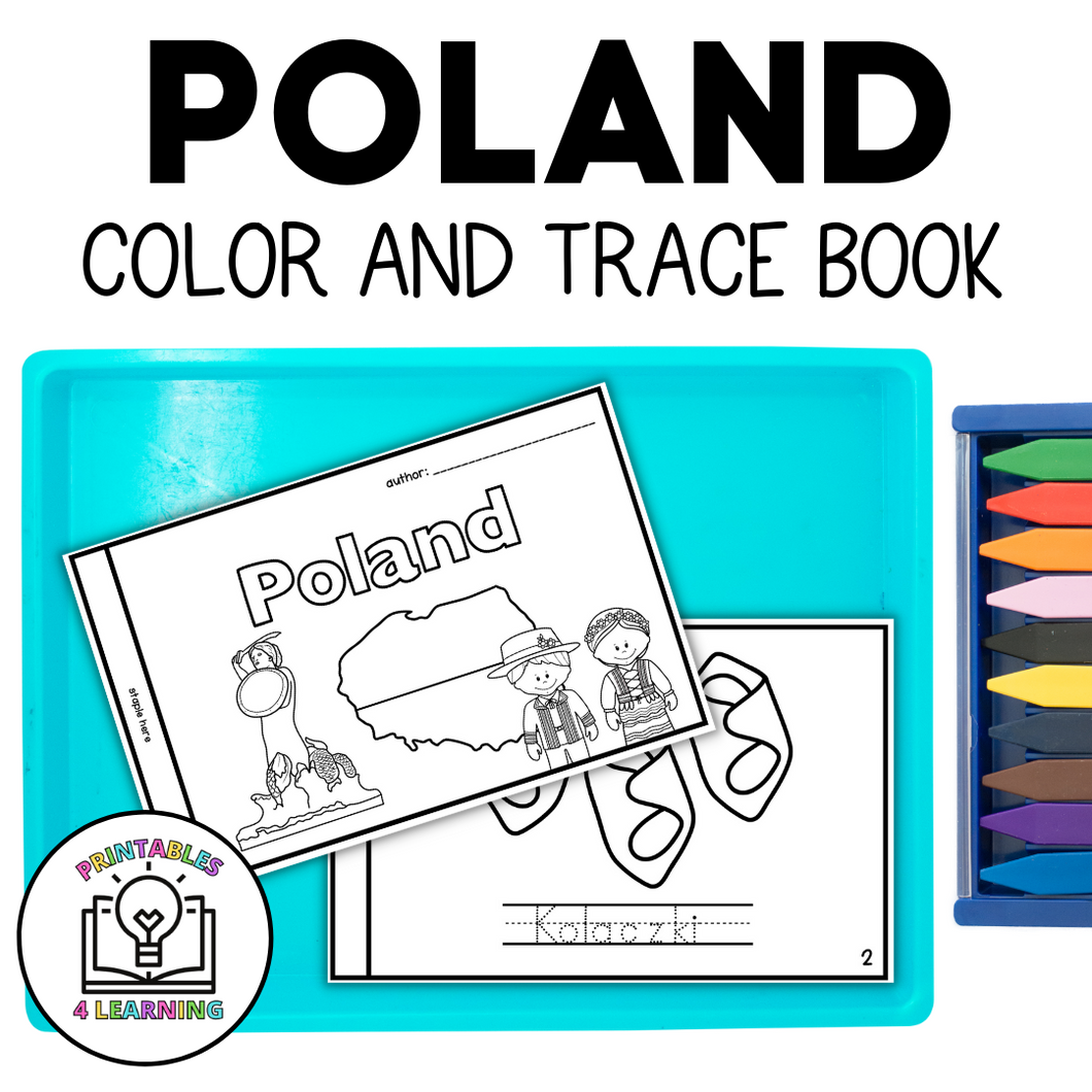 Poland color and trace book for kids â printables learning