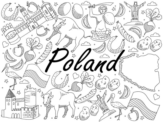 Premium vector poland coloring book vector illustration