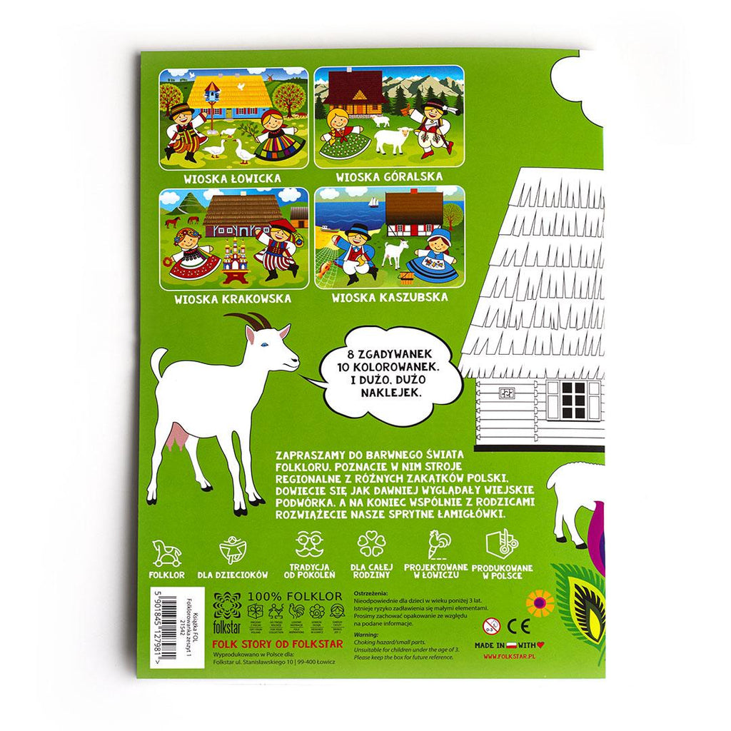 Polish folk art coloring book with stickers and colored pencils taste of poland