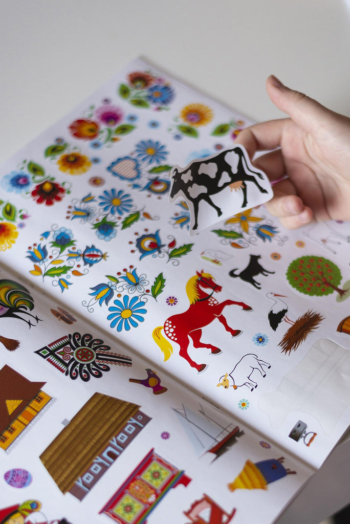 Polish folk art coloring book with stickers and colored pencils taste of poland